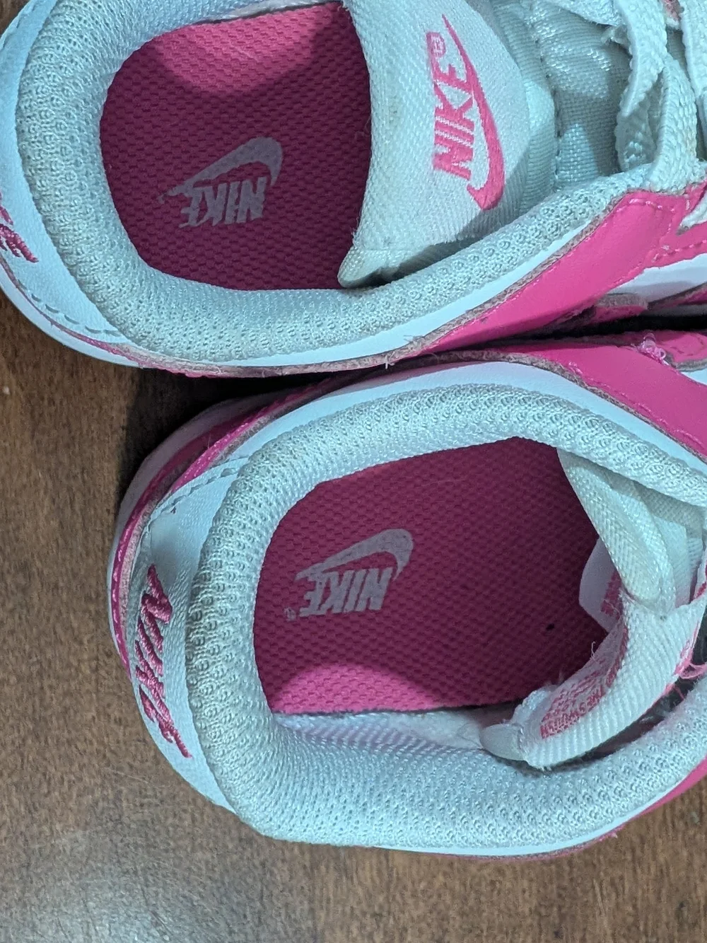 Kids 7C Pink and White Athletic Sneakers - Nike